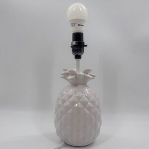 White Ceramic Pineapple Table Lamp Coastal Decor